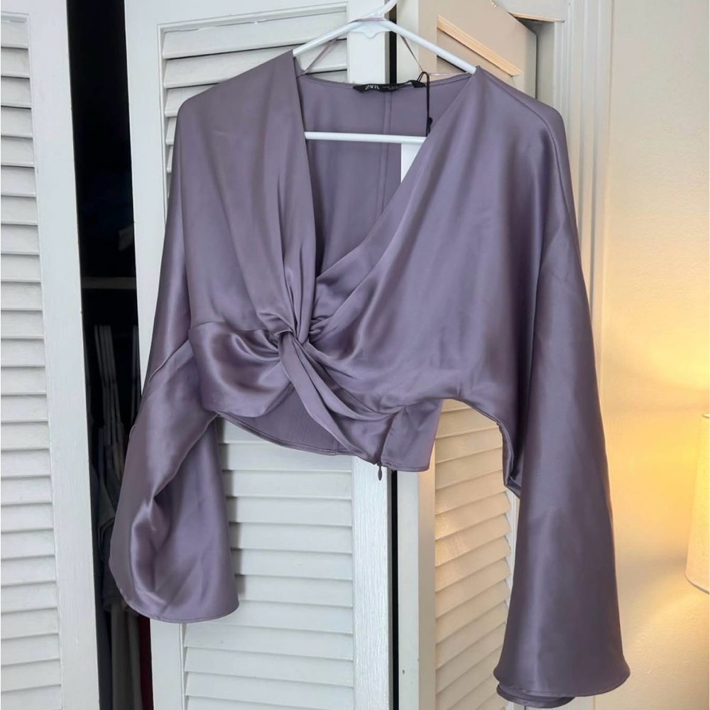 Zara Lavender Twist Front Crop Top